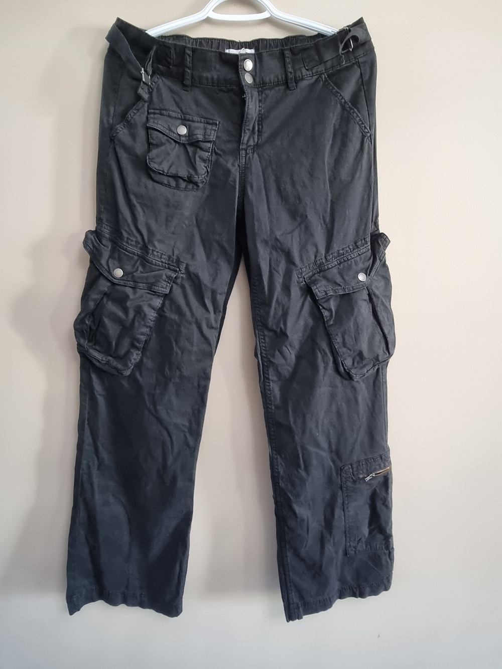 Garage Black Straight-Leg Cargo Jeans for Women
